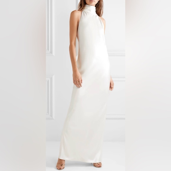 Brandon Maxwell open-back silk charmeuse halter neck gown. - Picture 1 of 9